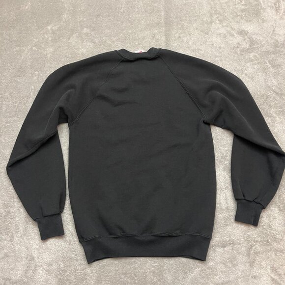 Vintage 90s Jerzees Sweatshirt Mens Medium Black Blank Crewneck Made In USA - Picture 6 of 7